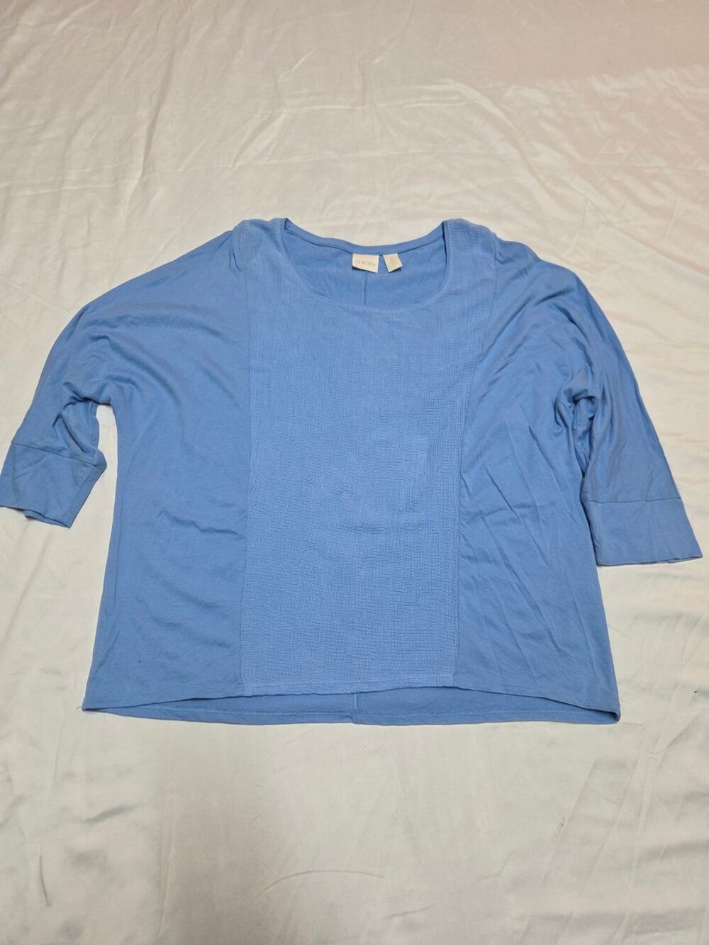 Chico's Sky Blue Scoop Neck Long Sleeve Knit Top